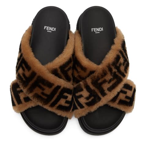 fendi eye slides|fendi shearling slides.